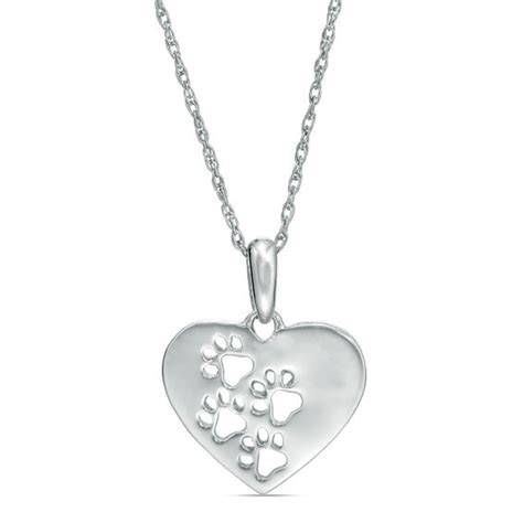 Dog Paw Print Heart Pendant In Sterling Silver Peoples Jewellers