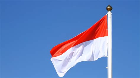 The monaco flag came into being on 4th april, 1881. Flag Of Monaco On A Blue Sky Stock Footage Video 8381719 - Shutterstock