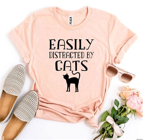 Easily Distracted By Cats T Shirt Crazy Cat Lady Cat Lover Etsy