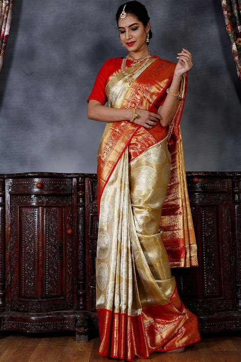 Buy Gold Zari Woven Kanchipuram Silk Saree Online South Indian Wedding Saree Indian Bridal