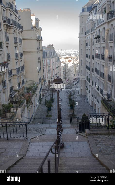 Paris Typical Staircase In Montmartre Stock Photo Alamy