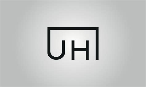 Letter Uh Logo Design Uh Logo With Square Shape In Black Colors Vector