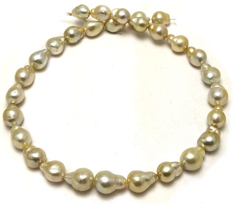 Baroque Golden South Sea Pearl Necklace With Freeform Golden Pearls