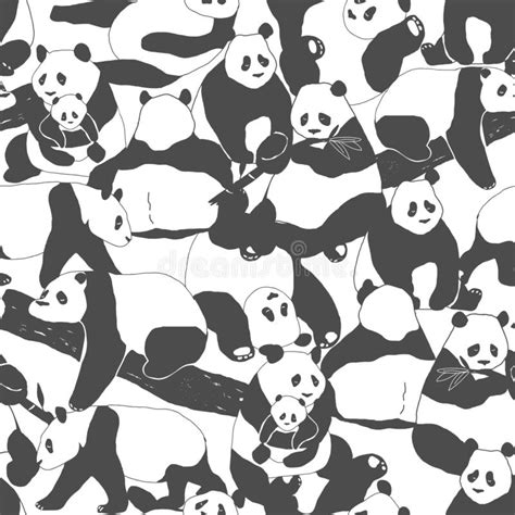 Cute Panda Bear Seamless Pattern Illustration For Textile