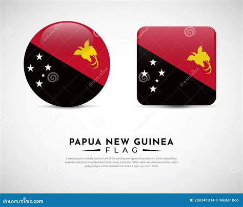 Realistic Papua New Guinea Flag Icon Vector Set Of Papua New Guinea