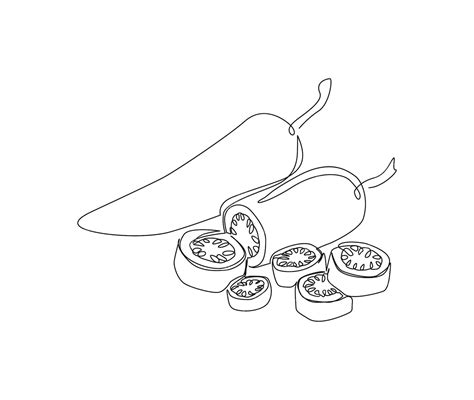 Premium Vector Continuous Line Art Drawing Of Chili Pepper Hot Spice