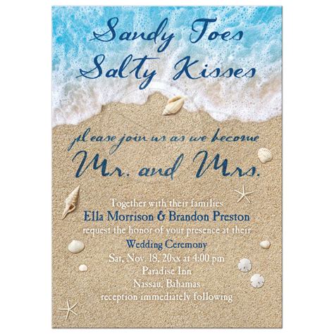 All invitations are created as editable word® documents. Wedding Invitation 2 - Ocean Waves and Beach Sand