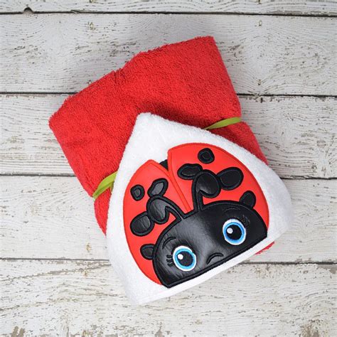 Ladybug Hooded Towel Exclusively Yours Embroidery Hooded Towel