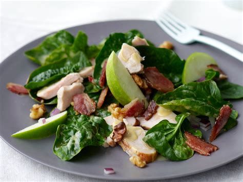 Spinach Salad With Smoked Chicken Apple Walnuts And