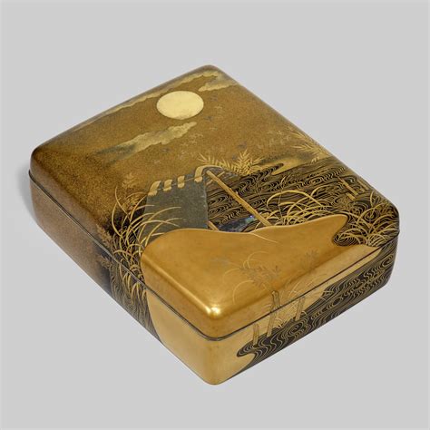 A Large Maki E Lacquer Box For Writing Paper Ryôshibako With Various