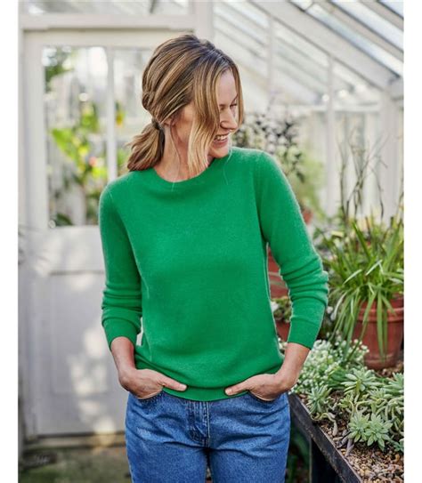 Emerald Cashmere And Merino Crew Neck Knitted Sweater Woolovers Us