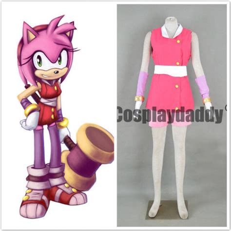 Sonic Boom Team Sonic Amy Rose The Hedgehog Pink Outfit Cosplay Costume