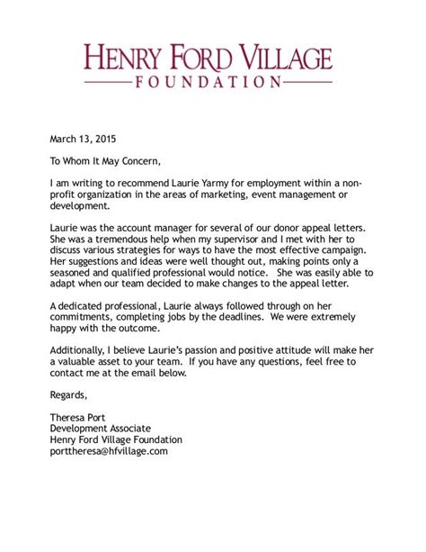 Sample Letter Of Support For Non Profit Organization