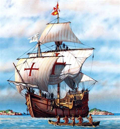 Nao Santa María 1492 Santa Maria Sailboat Art Nautical Art Uss
