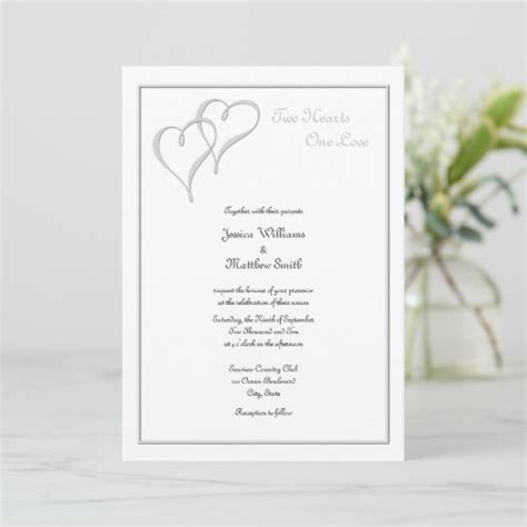 Two Hearts One Love Wedding Invitations Zazzle