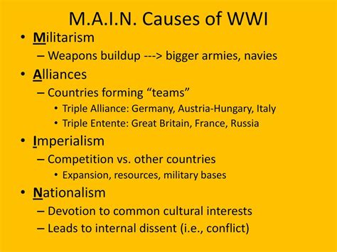 Main Causes Of Wwi Militarism Ppt Download