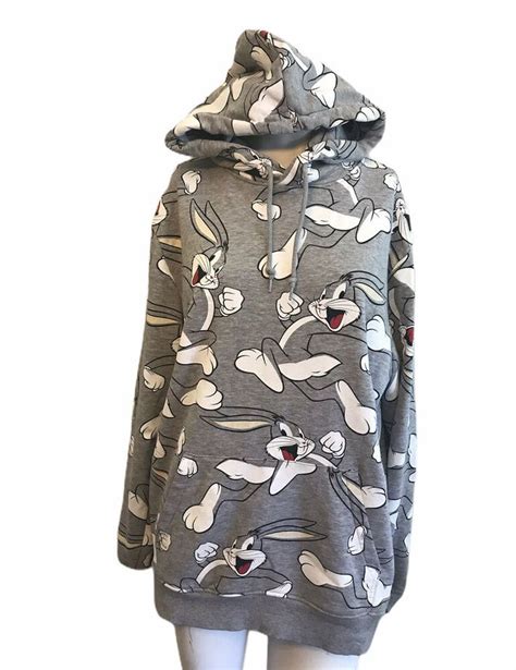 Bugs Bunny All Over Print Sweatshirt Hooded Jacket Pullover Warner