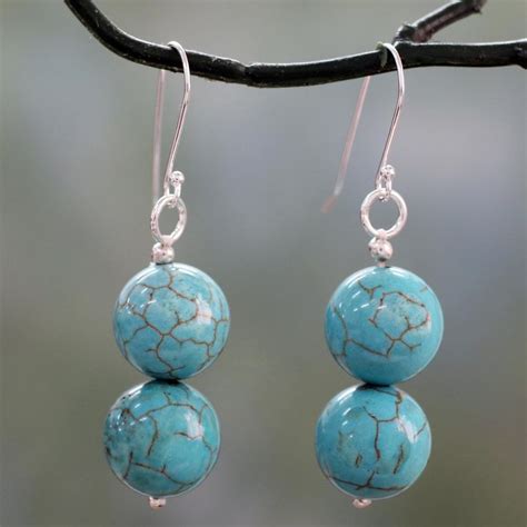 Azure Paths Handcrafted Indian Earrings With Reconstituted Turquoise