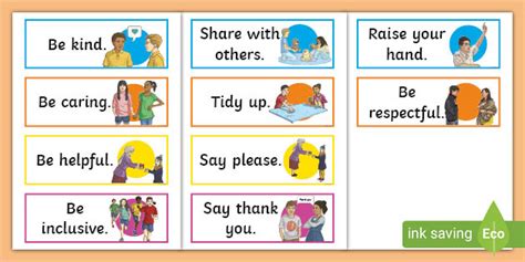 Positive Behaviour Word Cards Teacher Made