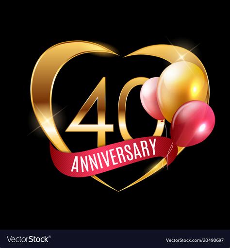 Template Gold Logo 40 Years Anniversary Royalty Free Vector