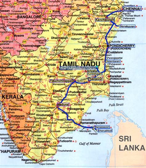 Tamil nadu, a major state in southern india, is bordered with puducherry, kerala, karnataka and andhra pradesh. Maps of India and Tamil Nadu
