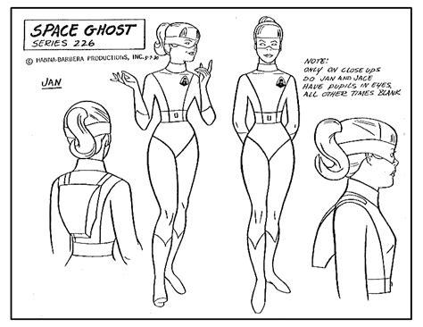 Hanna Barbera Space Ghost Jan Model Sheet Classic Cartoon Characters Superhero Characters