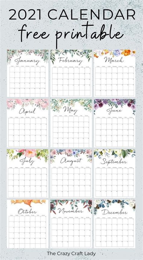 2021 calendar styles and templates 2021 calendars in eight styles that can be used to organize most any schedule. 2021 Free Printable Floral Wall Calendar in 2020 | Free printable calender, Printable wall ...