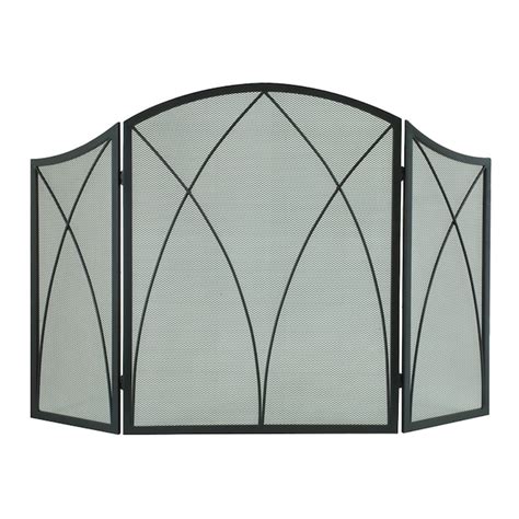 Pleasant Hearth 48 In Black Steel 3 Panel Arched Fireplace Screen In