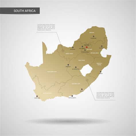 Stylized Vector Republic Of South Africa Map Infographic 3d Gold Map