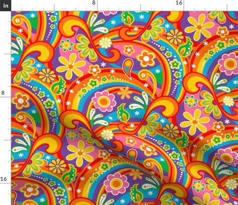 1960s fabric 60 s psychedelic flower power by mia valdez etsy