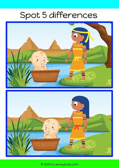 Baby Moses Bible Lesson For Under 5s Spot The Difference Worksheet