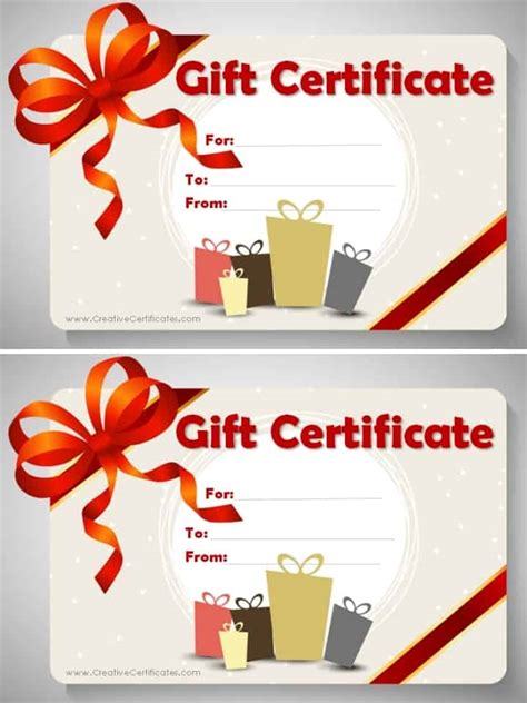 Free Gift Certificate Template Customizable