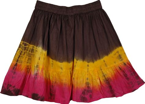 Flames Trendy Cotton Beachy Skirt Short Skirts Tie Dye