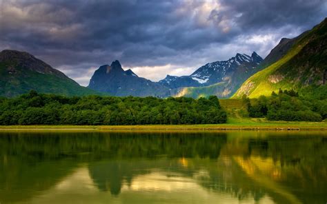 Nature Mountain Landscape Trees Reflection Exotic Wallpapers Hd