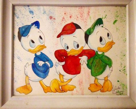Three Cartoon Characters Are Painted In Watercolors On White Paper