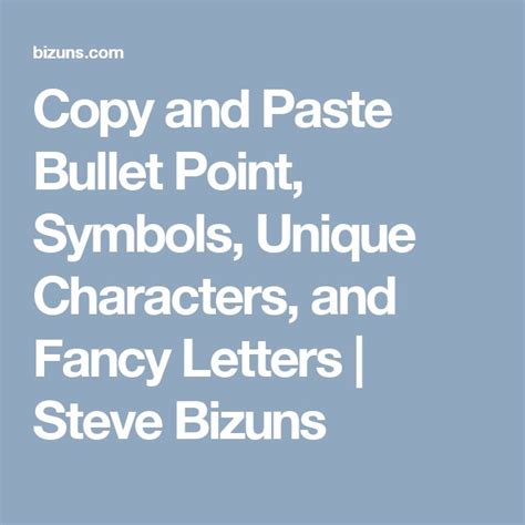 Copy And Paste Bullet Point Symbols Unique Characters