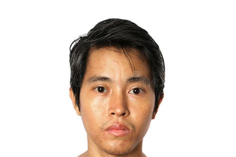Closeup Of Face Young Asian Man On White Background Stock Image Image