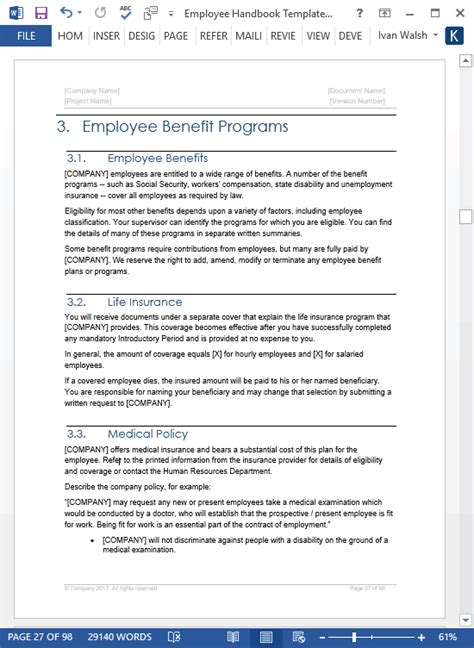 Employee Handbook Template Templates Forms Checklists For Ms Office