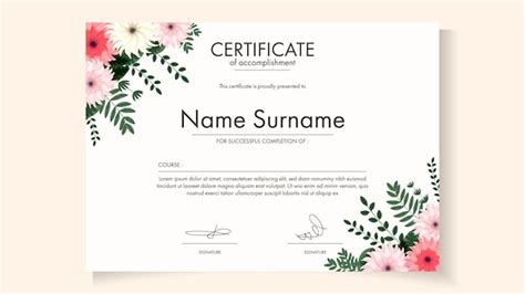 Premium Vector Printable Editable Floral Certificate Template With