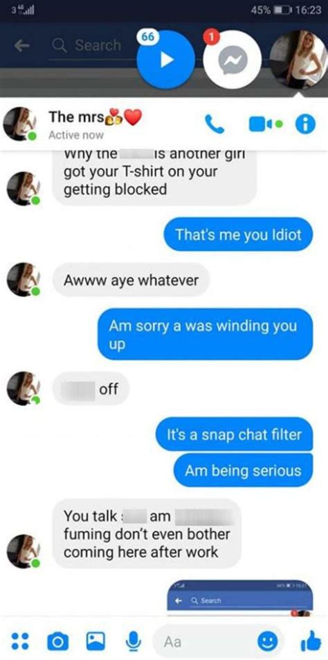 couple s hilarious text row after man tricks girlfriend into thinking he cheated mirror online
