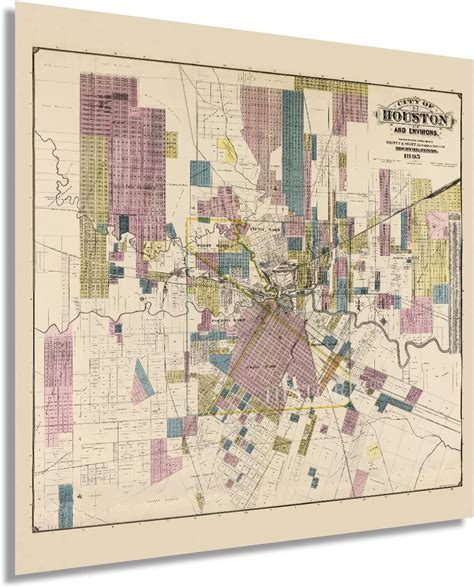 Historix Vintage 1895 Houston City Map 24x24 Inch Houston Texas