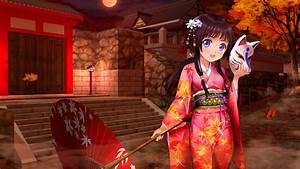 Anime, Girl, Kimono, Umbrella