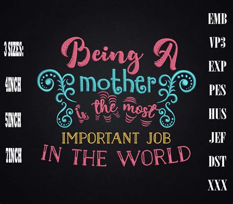Being A Mother Is The Most Important Job Embroidery T For Mother By
