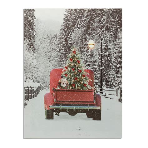 Buy Led Lighted Red Pick Up Truck Canvas Print Illuminated Picture