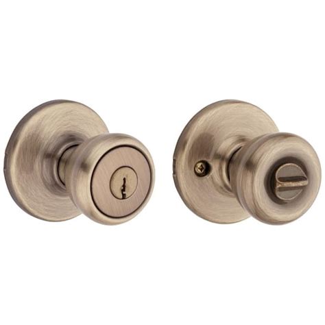 Buy Tylo Antique Brass Keyed Entry Door Knob Featuring Microban