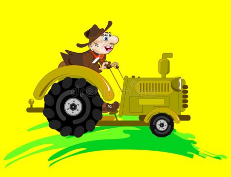 Vaquero Tractor Conductor Ilustración Del Vector Ilustración De