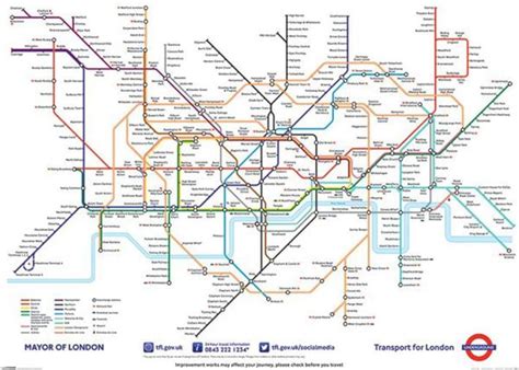 London Underground Map The Tube Subway Urban Transport England Giant