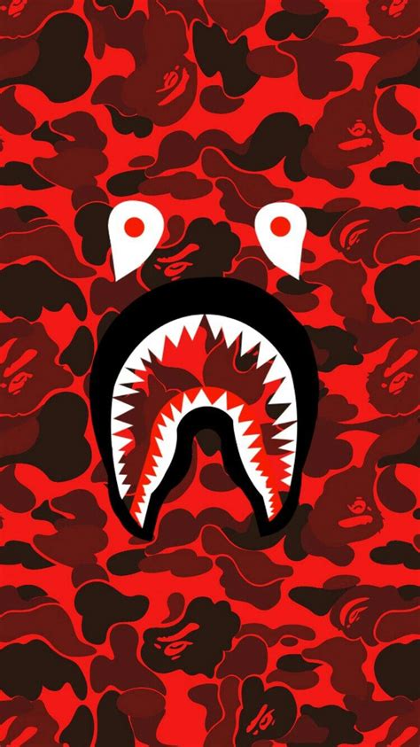 Bape shark face red camo | Fondo de pantalla de supreme ...