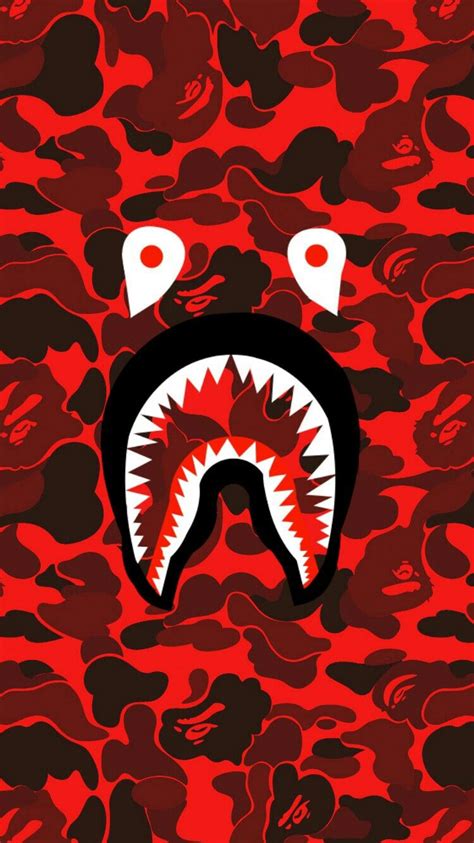 For the first drop of their fall/winter 2020 season, supreme has released a new set of box logo skate decks, this time featuring a variety of camo colors. Bape shark face red camo | Bape wallpapers, Bape wallpaper ...