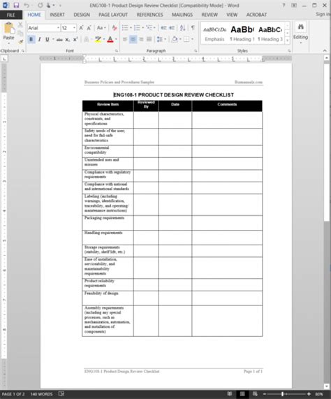 A technical specification (tech spec) is a document that explains what a product or project will do your workplace or instructor may provide you with a template that shows you how to write your title. Engineering Product Design Review Checklist Template ...